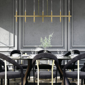Eurofase Benicio, Chandelier, 7-Light, 46", Matte Black, Clear Glass – Eurofase Chandeliers