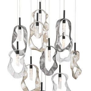 Eurofase Norah, Chandelier, 16-Light, 24", Matte Black, Mixed Glass – Eurofase Chandeliers