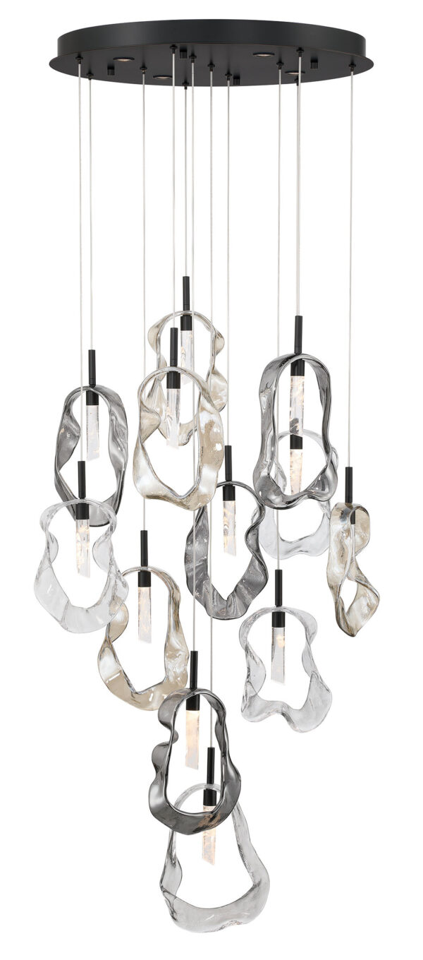 Eurofase Norah, Chandelier, 16-Light, 24", Matte Black, Mixed Glass – Eurofase Chandeliers