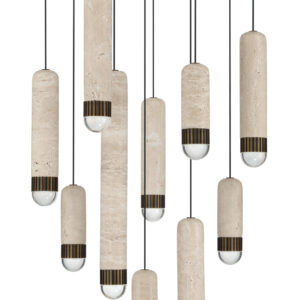 Eurofase Cambre, Chandelier , 10-Light, 22", Antique Brass, Travertine – Eurofase Chandeliers