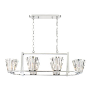 Eurofase Ricca, Chandelier, 6-Light, 45", Chrome, Clear Glass