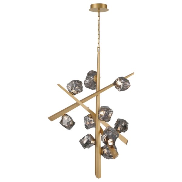 Eurofase Thorah, Chandelier, 10-Light, 47", Matte Gold, Smoked Glass – Eurofase Chandeliers