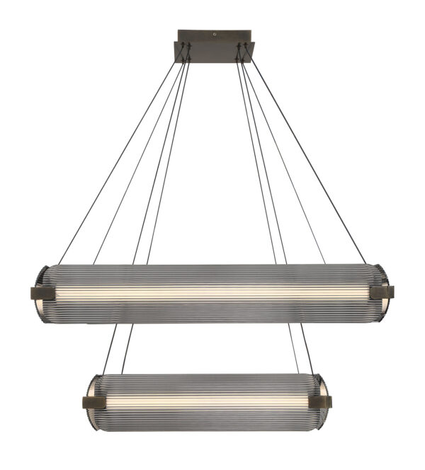 Eurofase Neoness, Chandelier, 8-Light, 34", Weathered Brass, Smoked Glass – Eurofase Chandeliers