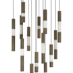 Eurofase Ronda, Chandelier , 15-Light, 32", Weathered Brass, Alabaster – Eurofase Chandeliers