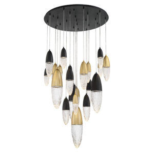Eurofase Ecrou, Chandelier, 22-Light, 40", Gold-Black Mix, Clear Glass – Eurofase Chandeliers