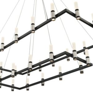 Eurofase Altamont, Chandelier, 18-Light, 52", Satin Nickel-Black Mix, White Acrylic – Eurofase Chandeliers