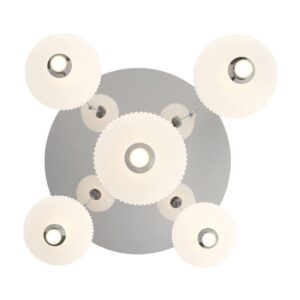 Eurofase Palmas, Chandelier, 5-Light, 24", Polished Nickel, White Glass – Eurofase Chandeliers