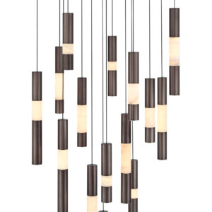 Eurofase Ronda, Chandelier , 15-Light, 32", Weathered Brass, Alabaster – Eurofase Chandeliers