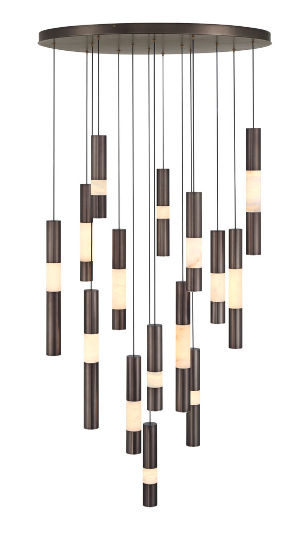 Eurofase Ronda, Chandelier , 15-Light, 32", Weathered Brass, Alabaster – Eurofase Chandeliers