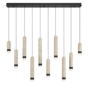 Eurofase Cambre, Chandelier , 10-Light, 50", Matte Black, Travertine – Eurofase Chandeliers