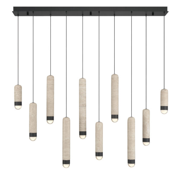 Eurofase Cambre, Chandelier , 10-Light, 50", Matte Black, Travertine – Eurofase Chandeliers