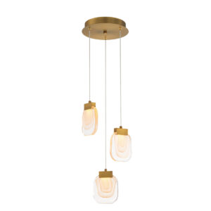 Eurofase Paget, Chandelier, 3-Light, 10", Matte Gold, Clear Glass – Eurofase Chandeliers