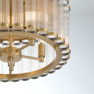 Eurofase Glasbury, Flush Mount, 5-Light, 18", Gold, Ribbed Glass – Eurofase Flush Mounts