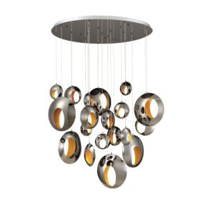 Eurofase Arlington, Chandelier, 19-Light, 51", Chrome Black, Gold Steel – Eurofase Chandeliers