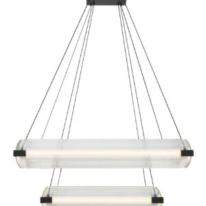 Eurofase Neoness, Chandelier, 8-Light, 34", Matte Black, Clear Glass – Eurofase Chandeliers