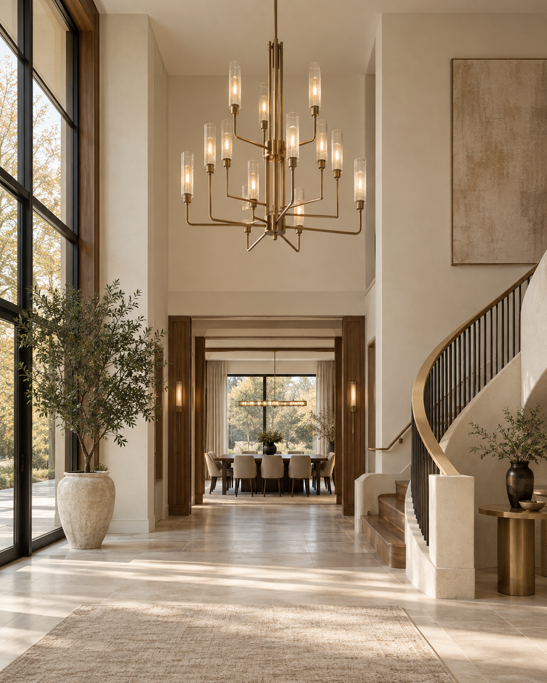 Eurofase chandelier in a refined Montréal interior