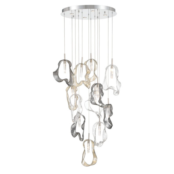 Eurofase Norah, Chandelier, 16-Light, 24", Polished Nickel, Mixed Glass – Eurofase Chandeliers