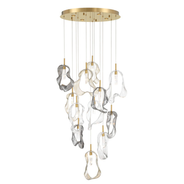 Eurofase Norah, Chandelier, 16-Light, 24", Gold, Mixed Glass – Eurofase Chandeliers