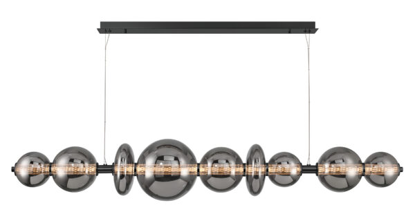 Eurofase Atomo, Chandelier, 3-Light, 74", Matte Black, Smoked Glass – Eurofase Chandeliers