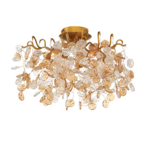 Eurofase Campobasso, Flush Mount, 5-Light, 21", Gold, Mixed Glass – Eurofase Flush Mounts