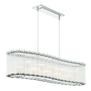 Eurofase Glasbury, Chandelier, 10-Light, 52", Polished Nickel, Ribbed Glass – Eurofase Chandeliers