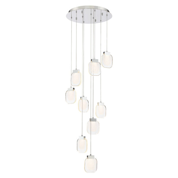 Eurofase Paget, Chandelier, 9-Light, 20", Chrome, Clear Glass – Eurofase Chandeliers