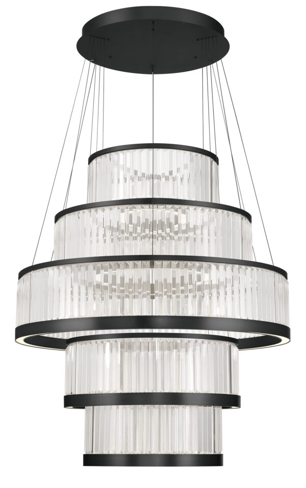 Eurofase Empra, Chandelier, 5-Light, 47", Matte Black, Clear Crystal – Eurofase Chandeliers
