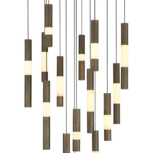 Eurofase Ronda, Chandelier , 15-Light, 32", Weathered Brass, Alabaster – Eurofase Chandeliers
