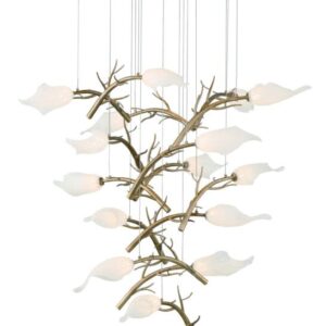 Eurofase Matera, Chandelier, 15-Light, 34", Antique Gold, White Glass – Eurofase Chandeliers