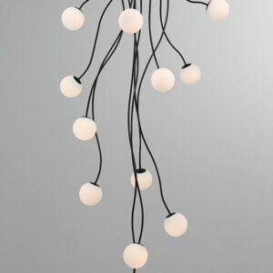Eurofase Athena, Chandelier, 13-Light, 28", Matte Black, Opal Etched Glass – Eurofase Chandeliers