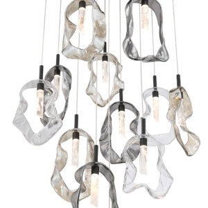 Eurofase Norah, Chandelier, 16-Light, 24", Matte Black, Mixed Glass – Eurofase Chandeliers