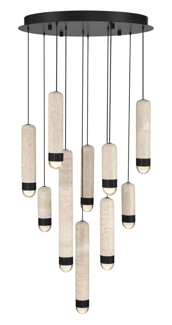 Eurofase Cambre, Chandelier , 16-Light, 32", Antique Brass, Travertine – Eurofase Chandeliers