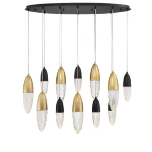 Eurofase Ecrou, Chandelier, 12-Light, 44", Gold-Black Mix, Clear Glass – Eurofase Chandeliers