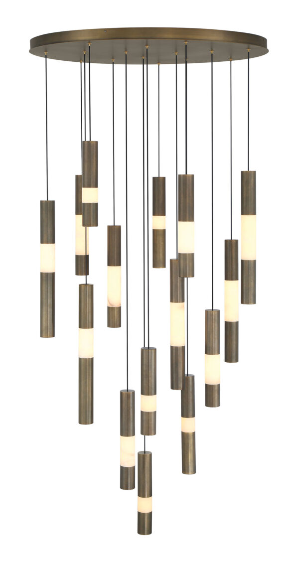 Eurofase Ronda, Chandelier , 15-Light, 32", Weathered Brass, Alabaster – Eurofase Chandeliers