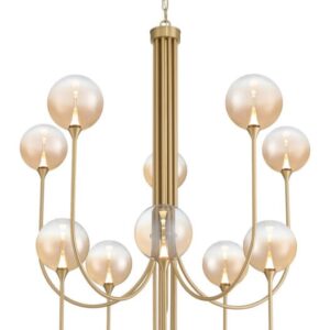 Eurofase Iissa, Chandelier, 10-Light, 40", Gold, Amber Glass – Eurofase Chandeliers