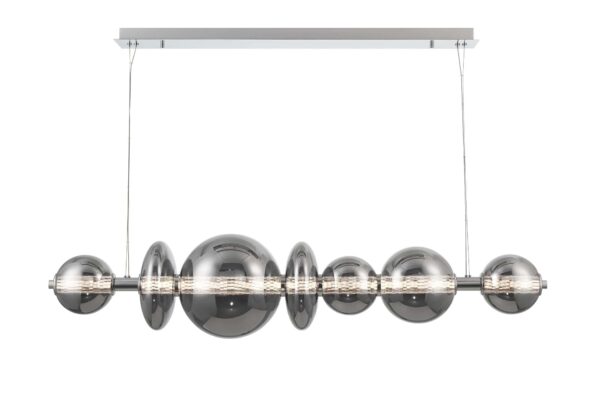 Eurofase Atomo, Chandelier, 7-Light, 56", Chrome, Smoked Glass – Eurofase Chandeliers