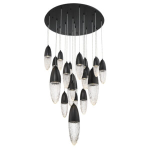 Eurofase Ecrou, Chandelier, 22-Light, 40", Matte Black, Clear Glass – Eurofase Chandeliers