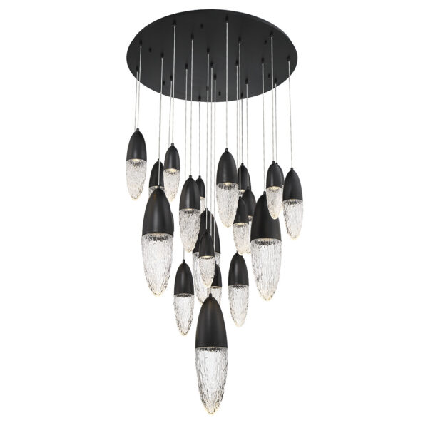 Eurofase Ecrou, Chandelier, 22-Light, 40", Matte Black, Clear Glass – Eurofase Chandeliers