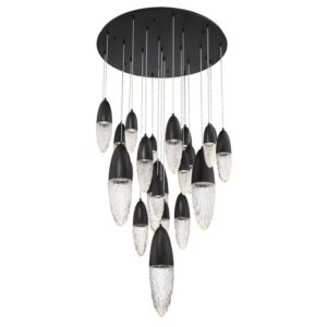 Eurofase Ecrou, Chandelier, 22-Light, 40", Matte Black, Clear Glass – Eurofase Chandeliers