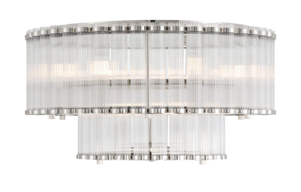 Eurofase Glasbury, Flush Mount, 9-Light, 24", Polished Nickel, Ribbed Glass – Eurofase Flush Mounts