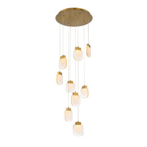 Eurofase Paget, Chandelier, 9-Light, 20", Matte Gold, Clear Glass – Eurofase Chandeliers