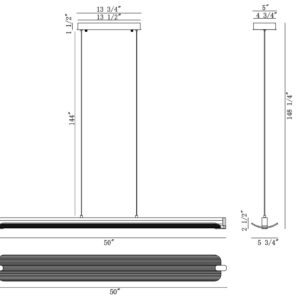 Eurofase Neoness, Chandelier, 4-Light, 67", Matte Black, Smoked Glass – Eurofase Chandeliers