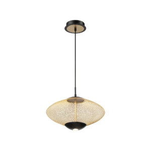 Eurofase Park, Pendant, 14", Matte Black, Gold Steel
