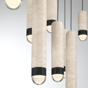 Eurofase Cambre, Chandelier , 10-Light, 50", Matte Black, Travertine – Eurofase Chandeliers