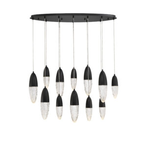 Eurofase Ecrou, Chandelier, 12-Light, 44", Matte Black, Clear Glass – Eurofase Chandeliers