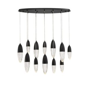 Eurofase Ecrou, Chandelier, 12-Light, 44", Matte Black, Clear Glass – Eurofase Chandeliers