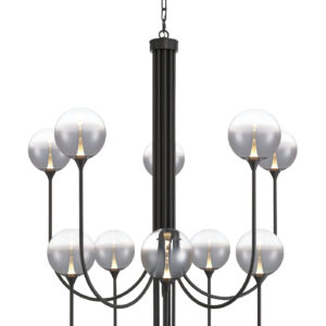 Eurofase Iissa, Chandelier, 10-Light, 40", Matte Black, Smoked Glass – Eurofase Chandeliers