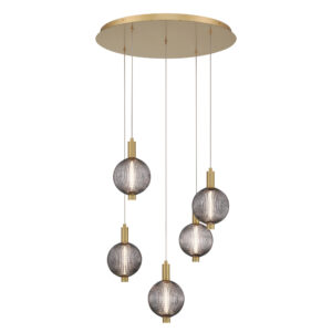 Eurofase Palmas, Chandelier, 5-Light, 24", Gold, Smoked Glass – Eurofase Chandeliers