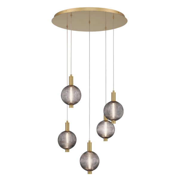 Eurofase Palmas, Chandelier, 5-Light, 24", Gold, Smoked Glass – Eurofase Chandeliers