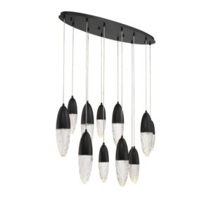 Eurofase Ecrou, Chandelier, 12-Light, 44", Matte Black, Clear Glass – Eurofase Chandeliers